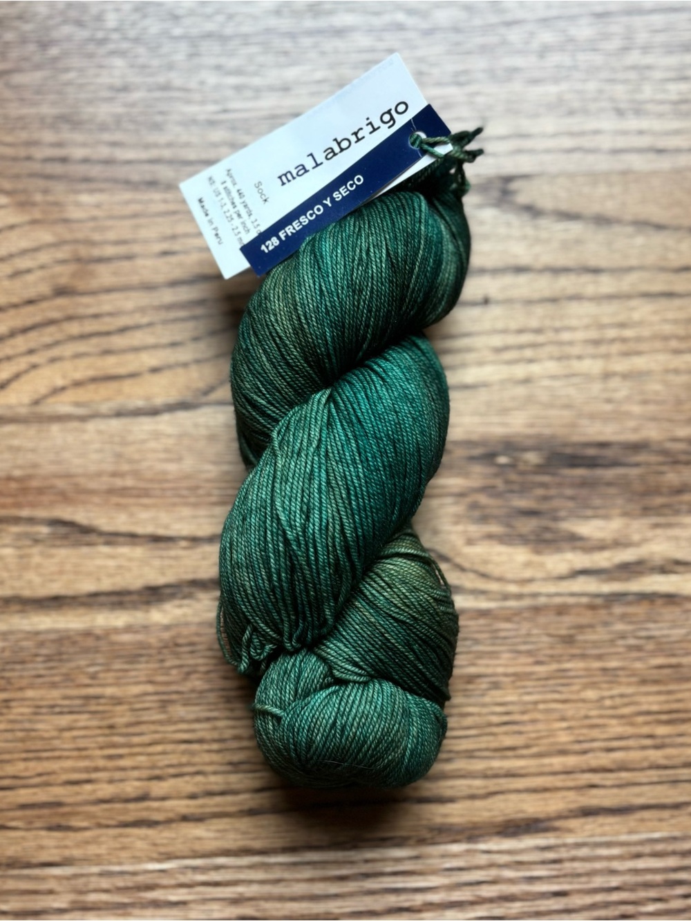 Malabrigo Sock Yarn Fingering Green 100% SW Merino Wool Fresco Y Seco Knitting